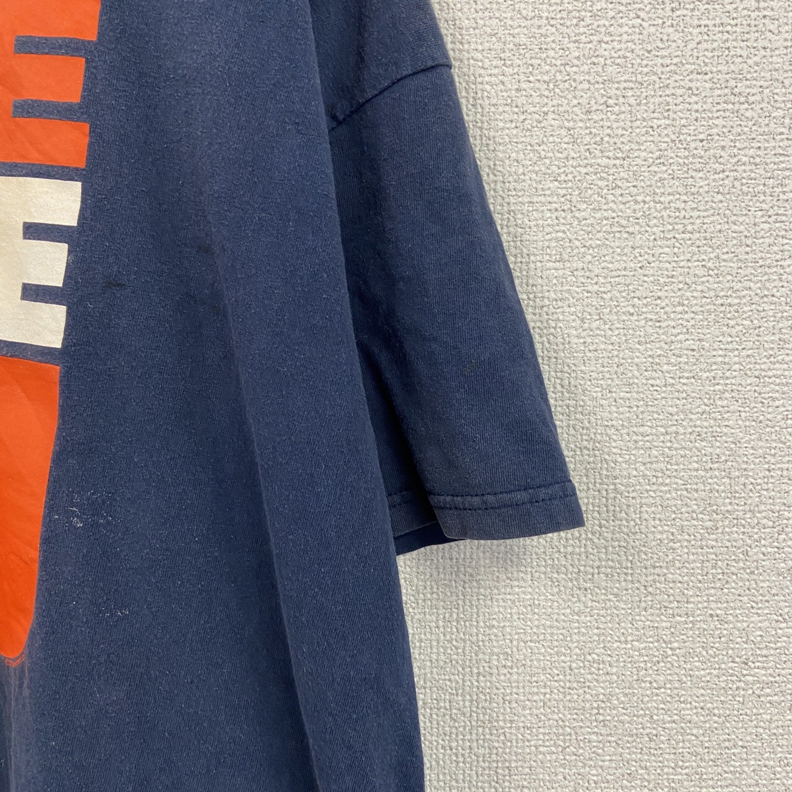 GILDAN　ギルダン　半袖プリントTシャツ　3連プリント　両面プリント　ビッグプリント　クルーネック　紺　ネイビー　XLサイズ　古着
