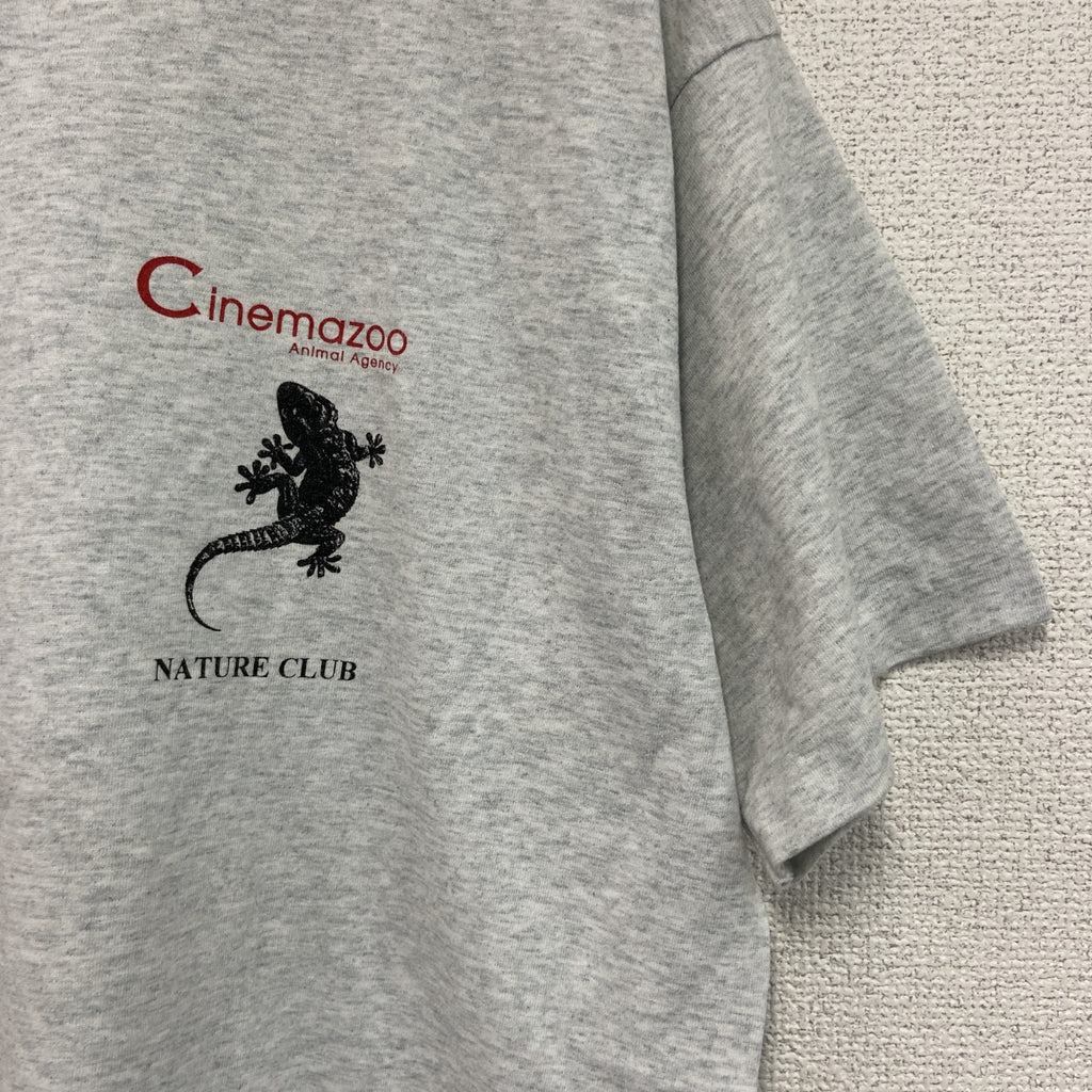 FRUIT OF THE LOOM　フルーツオブザルーム　半袖プリントTシャツ　シングルステッチ　アニマル　グレー　Lサイズ カットソー メンズ コットン 古着