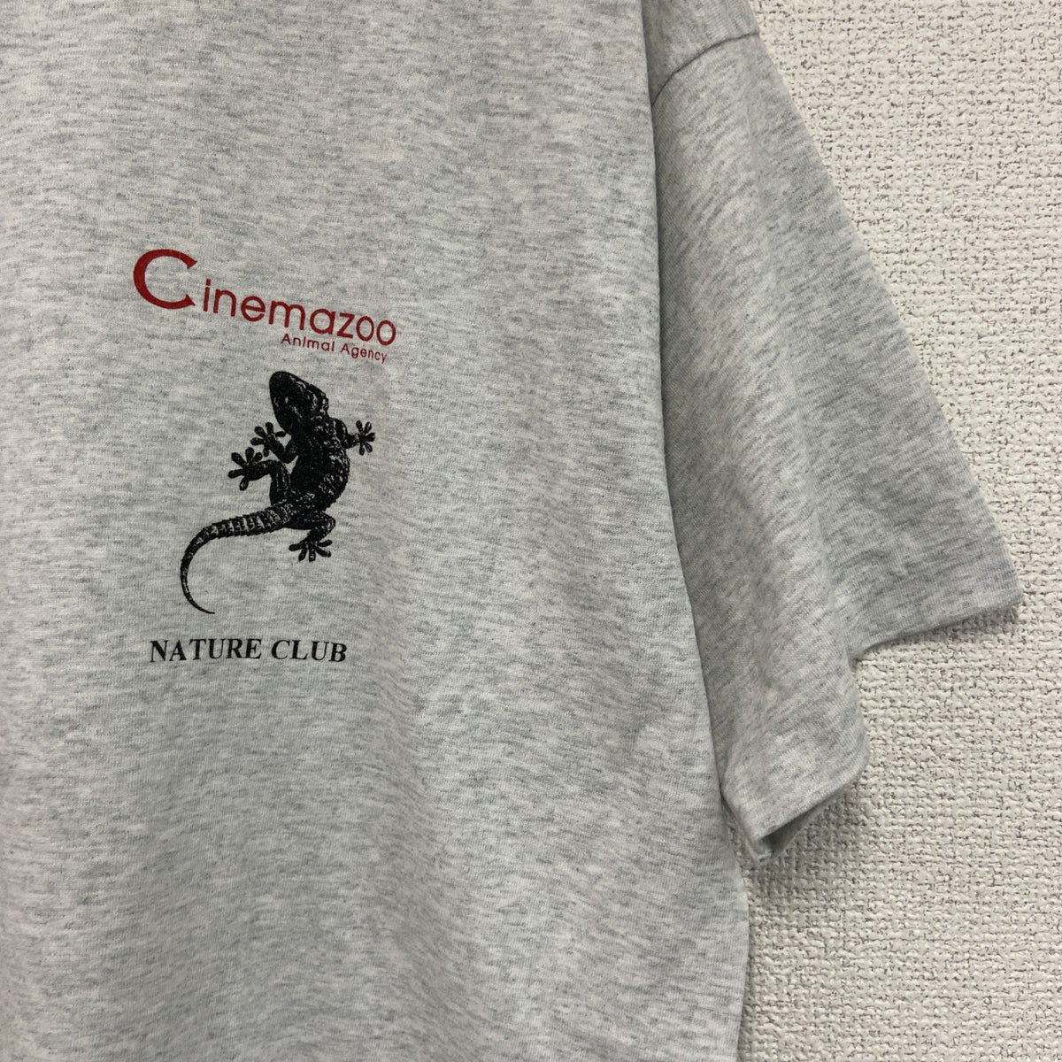 FRUIT OF THE LOOM　フルーツオブザルーム　半袖プリントTシャツ　シングルステッチ　アニマル　グレー　Lサイズ カットソー メンズ コットン 古着