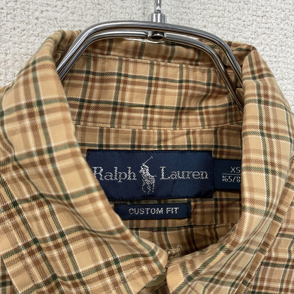 Ralph Lauren　ラルフローレン　長袖ボタンダウンシャツ　チェック柄　茶色　ブラウン　XSサイズ　古着