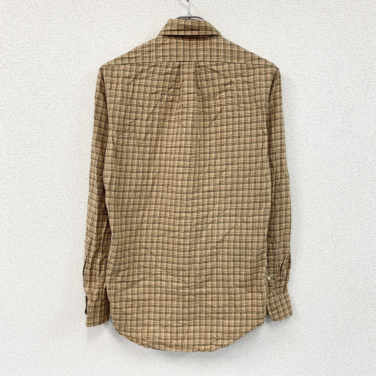 Ralph Lauren　ラルフローレン　長袖ボタンダウンシャツ　チェック柄　茶色　ブラウン　XSサイズ　古着