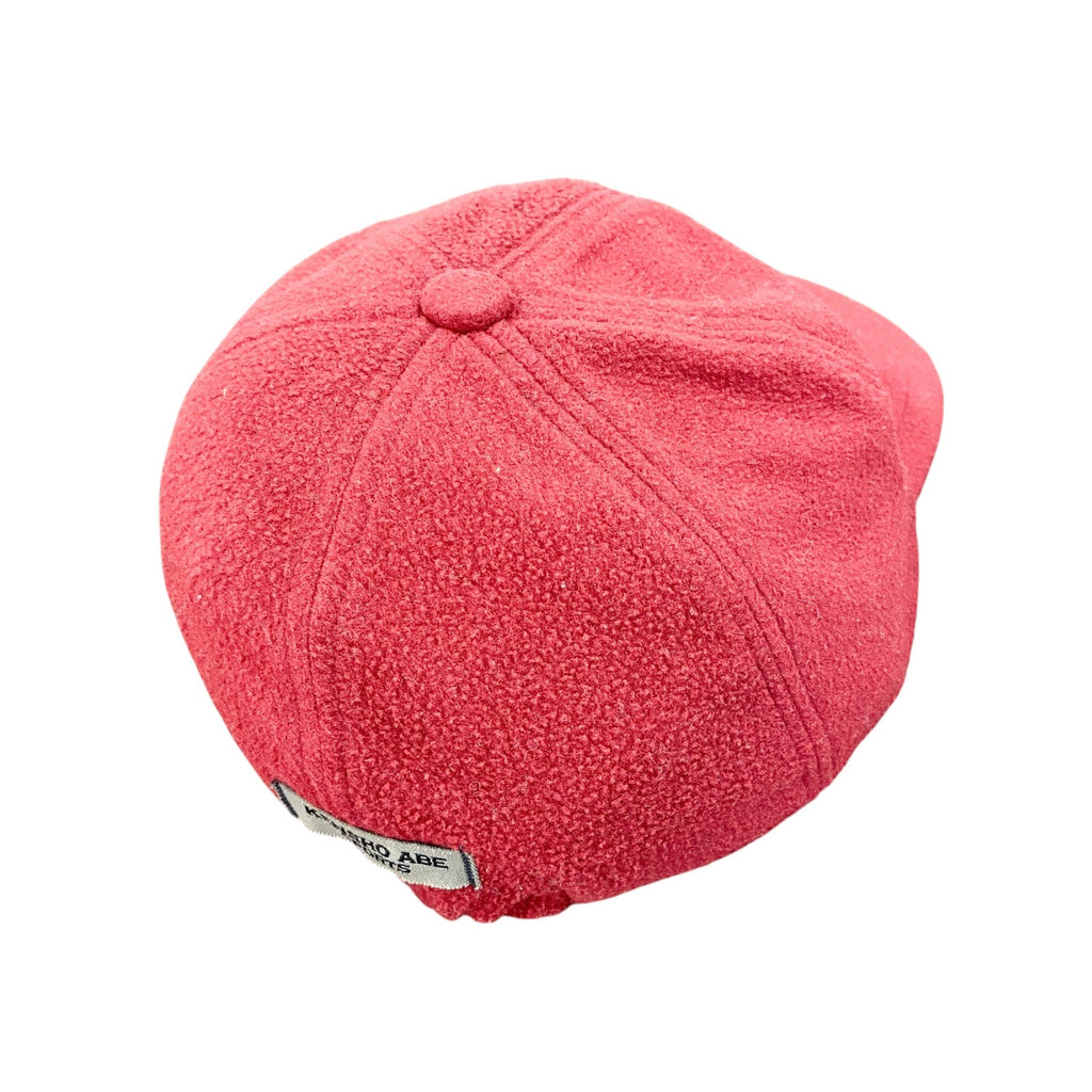 KENSHO ABE SPORTS　 ケンショウアベ　フリースキャップ　ベースボールキャップ　刺繍ロゴ　赤　レッド　FREEサイズ　古着