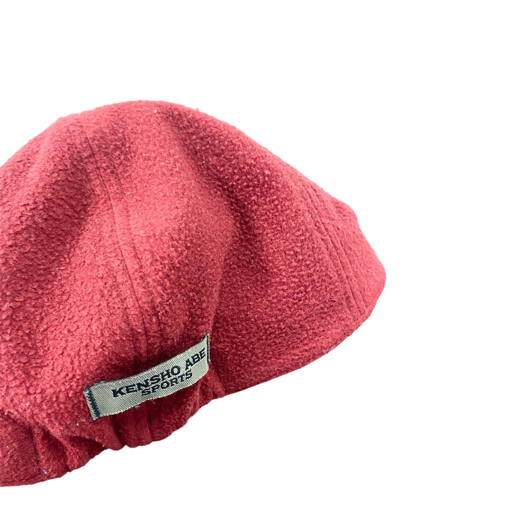 KENSHO ABE SPORTS　 ケンショウアベ　フリースキャップ　ベースボールキャップ　刺繍ロゴ　赤　レッド　FREEサイズ　古着