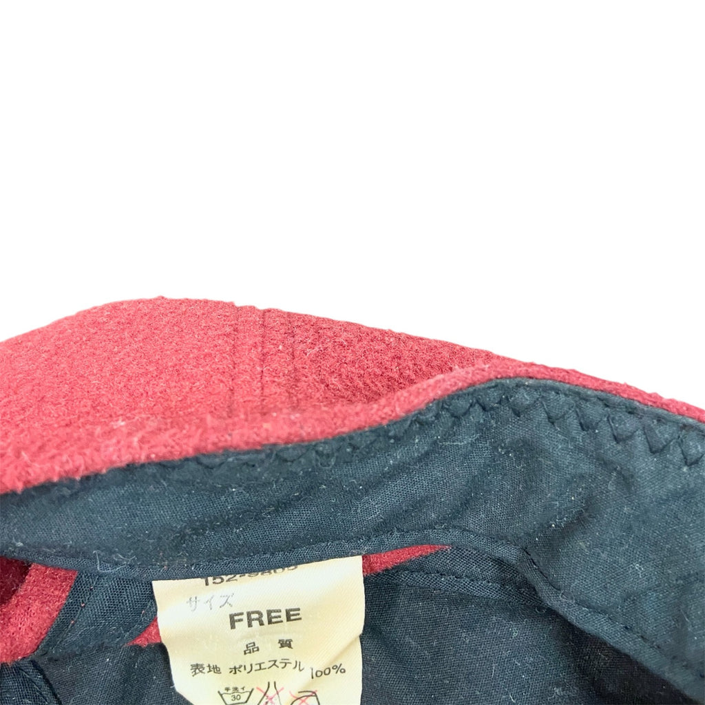 KENSHO ABE SPORTS　 ケンショウアベ　フリースキャップ　ベースボールキャップ　刺繍ロゴ　赤　レッド　FREEサイズ　古着