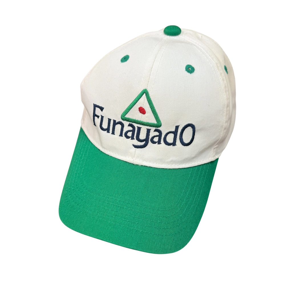 Funayado　キャップ　刺　白　ホワイト　緑　グリーン　Fサイズ　古着